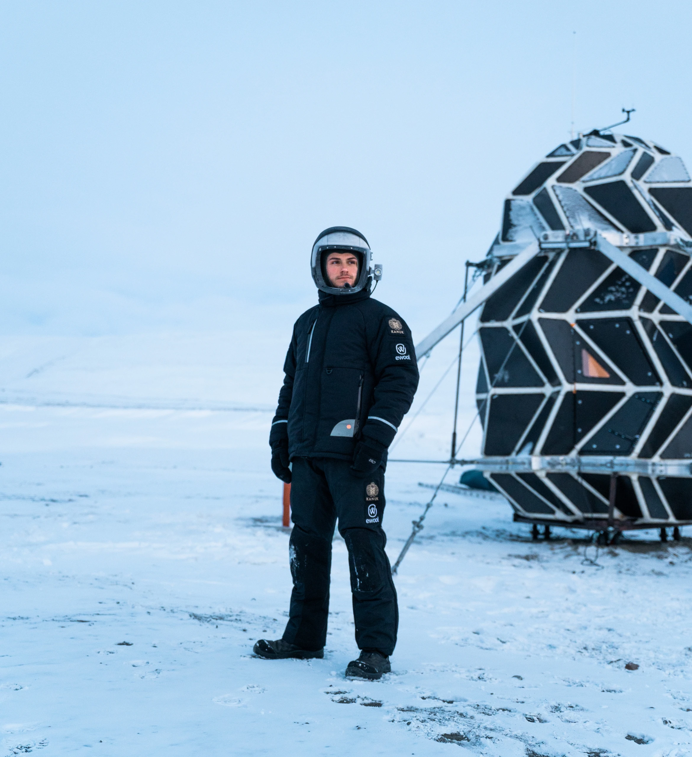 Sebastian in front of Lunark habitat